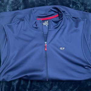 Vineyard Vines Classic performance full zip Blue sleeve less Vest
